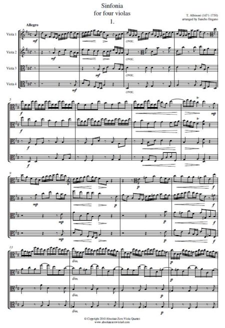 Albinoni - Sinfonia for four violas