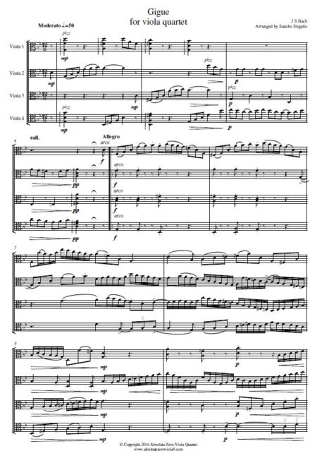 Bach, J S  - Gigue for viola quartet