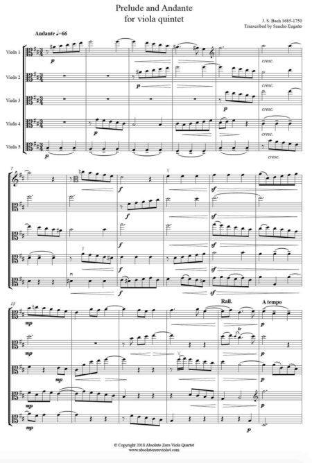 Bach, J S  - Prelude and Andante for five violas