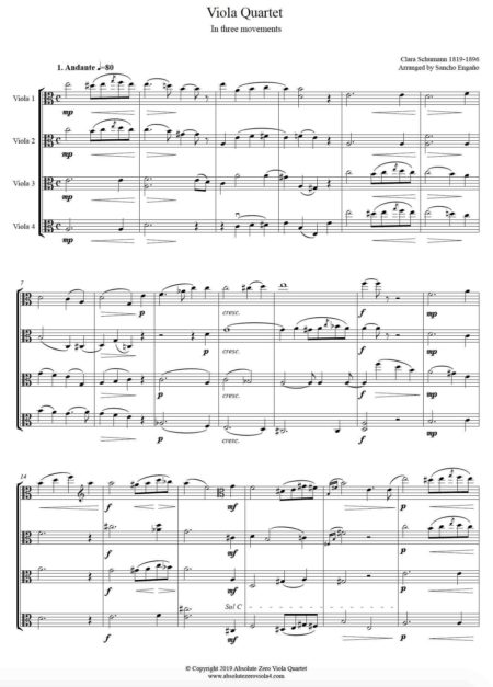 Schumann, Clara - Viola Quartet