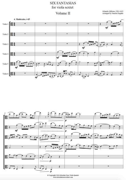 Gibbons - Six Fantasias for viola sextet. Volume 2