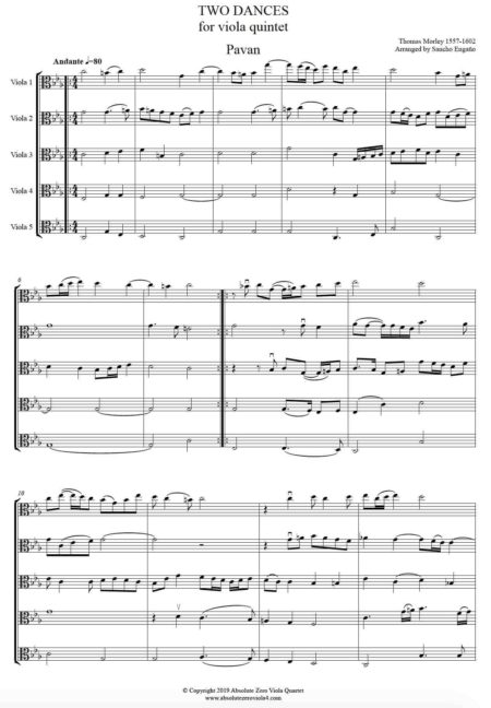 Morley - Two Dances for five violas