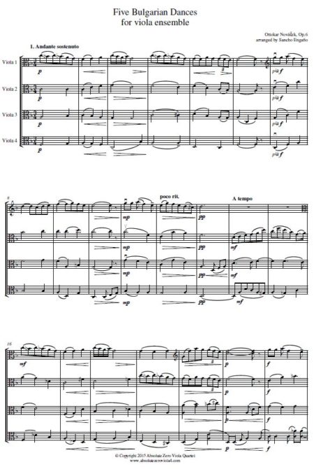 Novácek - Five Bulgarian Dances for viola ensemble