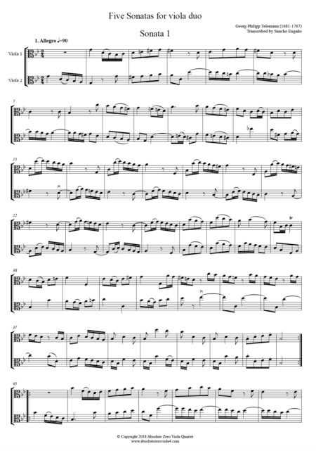 Telemann - Five Sonatas for Viola Duo