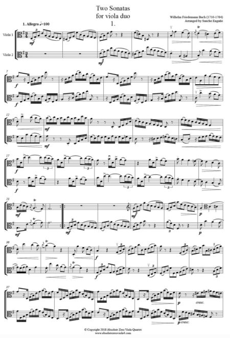 Bach, W F - Two Sonatas for viola duo