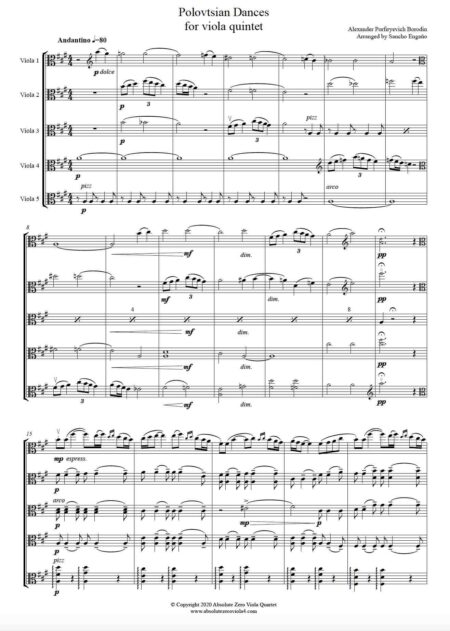 Borodin - Polovtsian Dances for viola quintet