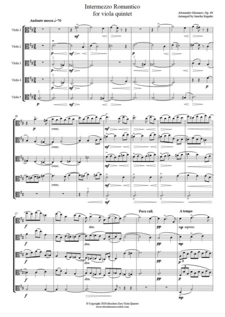 Glazunov - Intermezzo Romantico for viola quintet