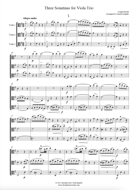 Haydn - Three Sonatinas for viola trio