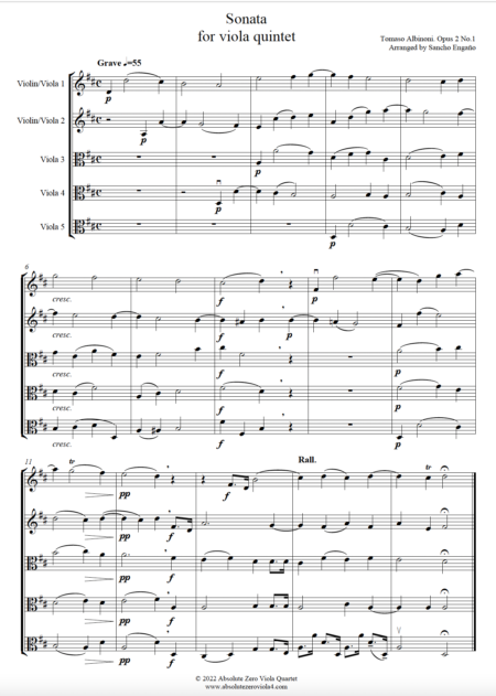 Albinoni - Sonata for Viola Quintet