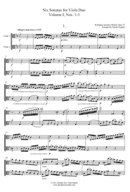 Mozart - Six Sonatas for Viola Duo (Volume 1)