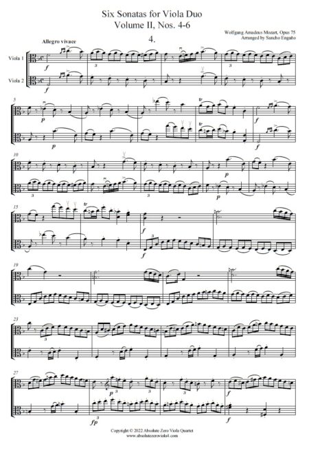 Mozart - Six Sonatas for Viola duo (Volume 2)