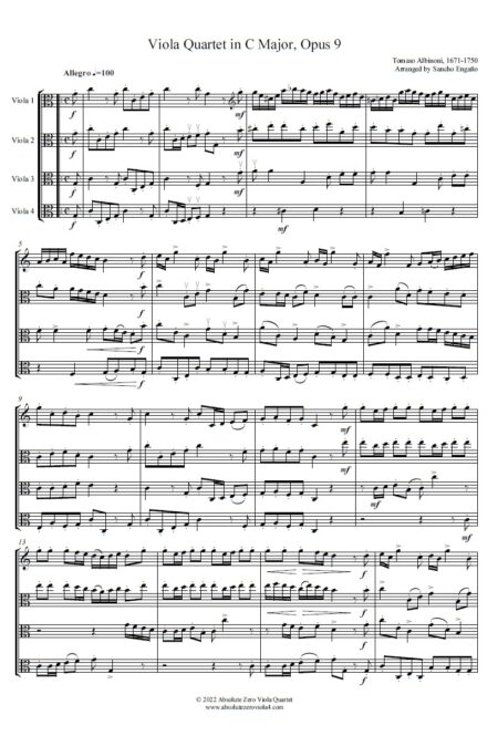 Albinoni - Viola Quartet in C Major