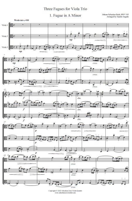 Bach, J. S. - Three Fugues for Viola Trio
