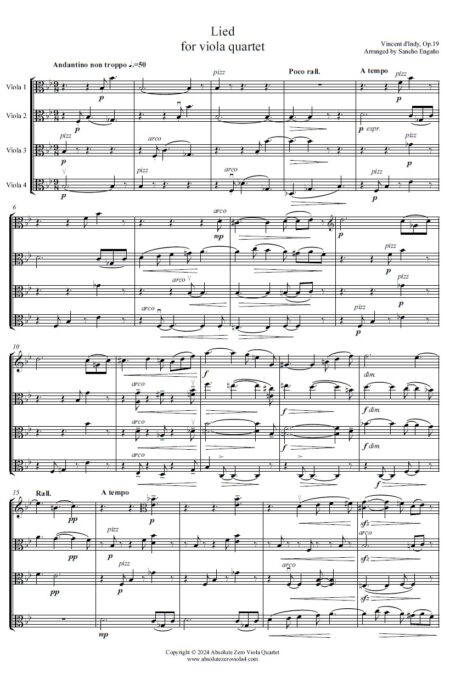 D'Indy - Lied for Viola Quartet