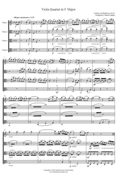Beethoven - Viola Quartet in F Major, Op.17