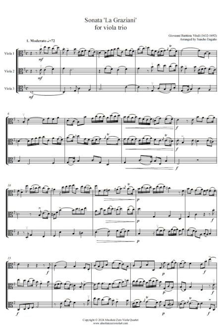 Vitali - Sonata 'La Graziani' for Viola Trio