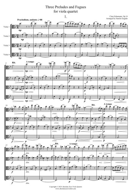 Schumann, Clara - Three Preludes and Fugues, Op.16