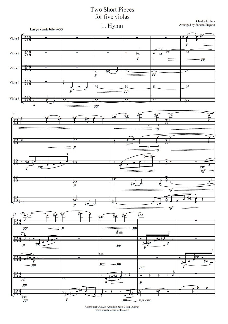 Ives - Two Short Pieces for Five Violas
