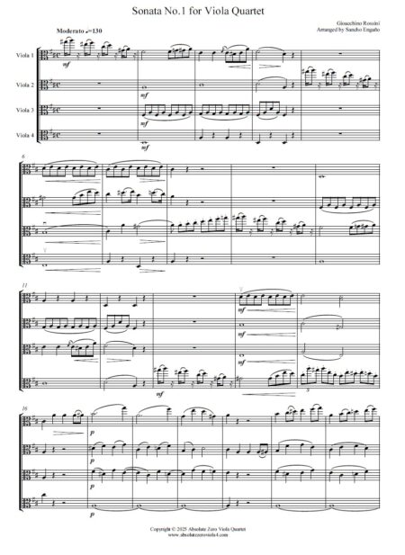 Rossini - Two Sonatas for Viola Quartet