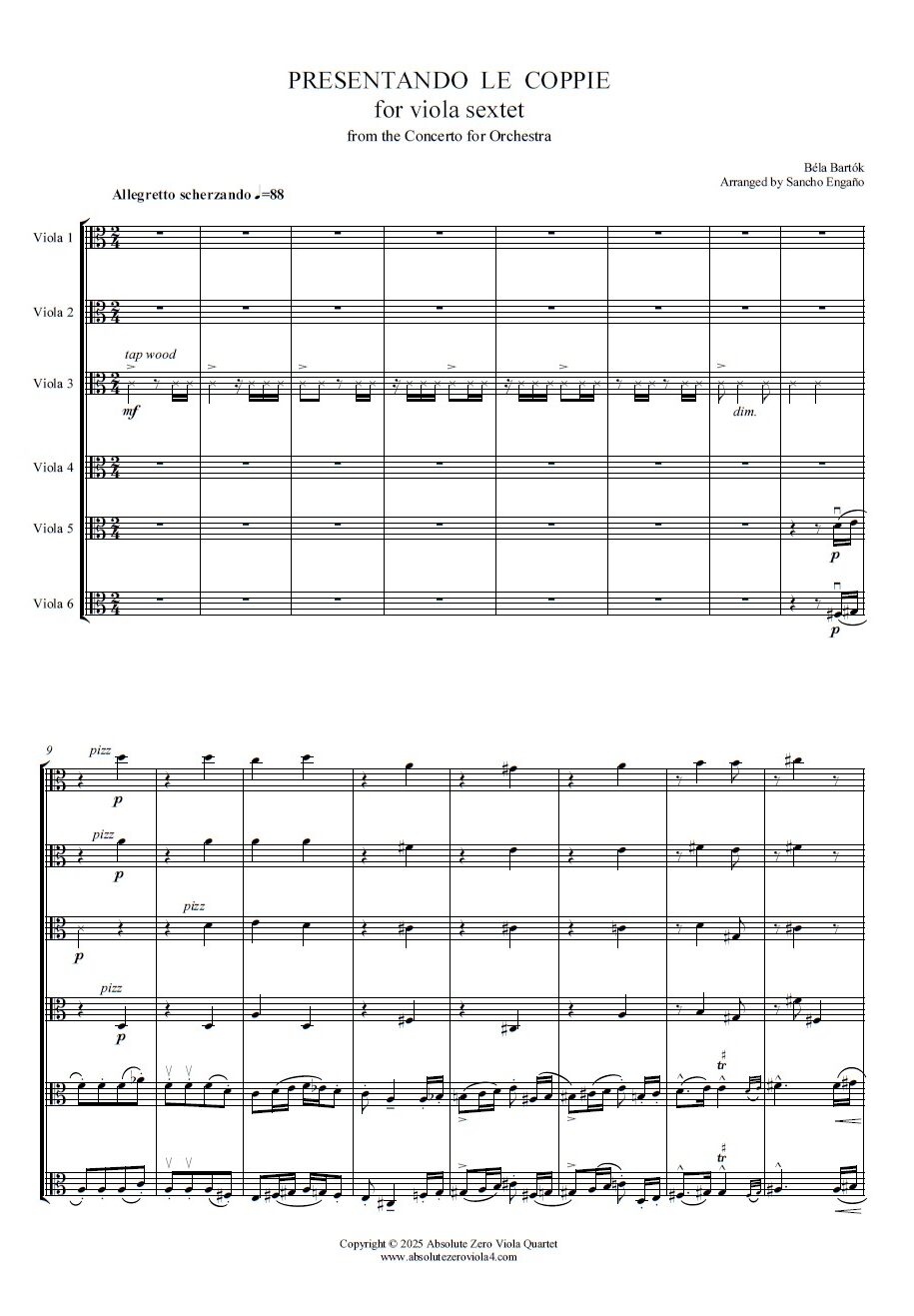 Bartók - Presentando le Coppie for viola sextet