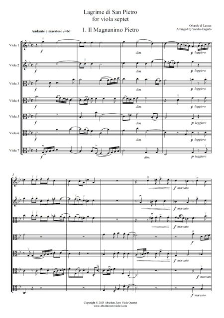 Lassus - Lagrime di San Pietro for 7 violas