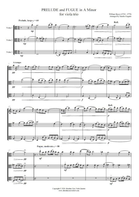 Boyce - Prelude and Fugue for viola trio