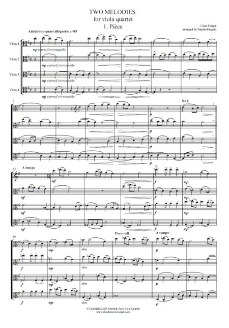 Franck - Two Melodies for viola quartet