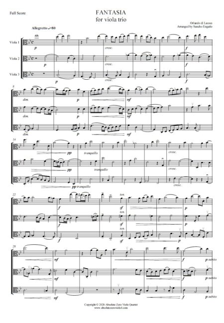 Lassus - Fantasia for viola trio