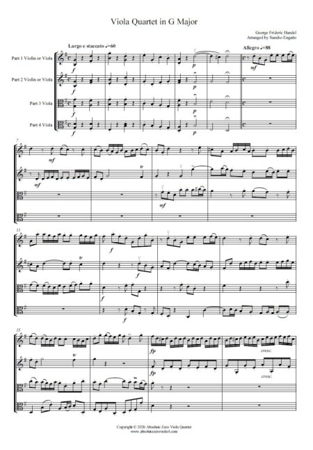 Handel - Viola Quartet in G Major