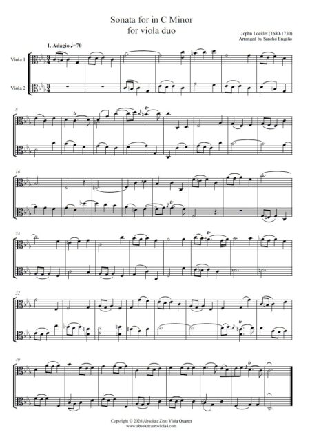 Loeillet - Sonata in C Minor for viola duo