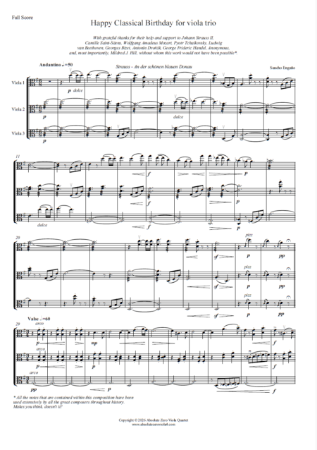 Engaño - Happy Classical Birthday for viola trio
