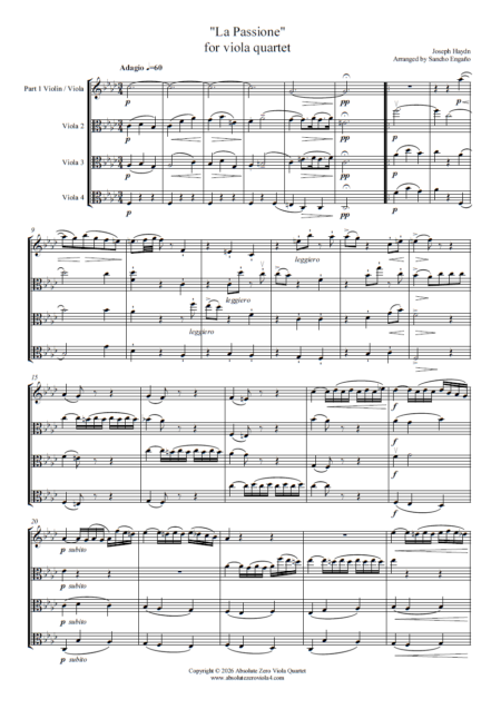 Haydn - "La Passione" for viola quartet
