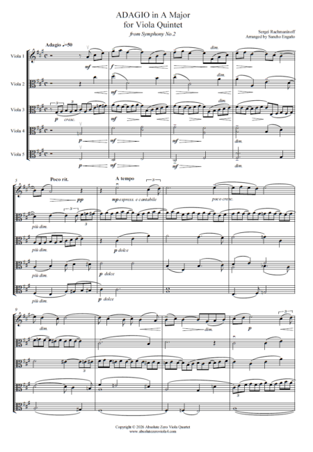 Rachmaninoff - Adagio in A Major for viola quintet